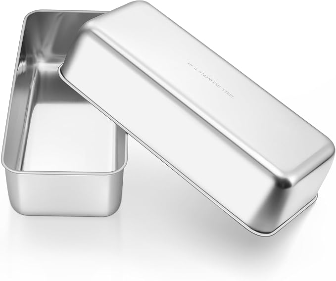 E-far Loaf Pan for Homemade Bread, 12” x 5” Stainless Steel Loaf Pans, 2PCS | Large Long Metal Bread Baking Mold for Banana Cake Meatloaf Sourdough Lasagna, Nontoxic & Dishwasher Safe