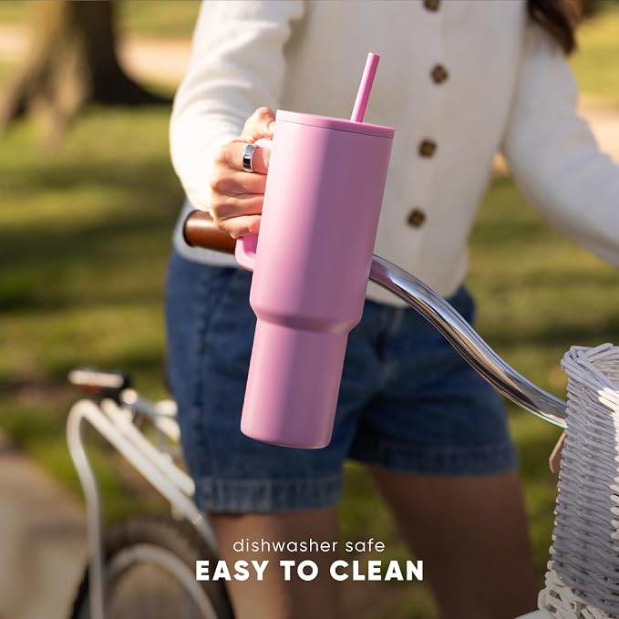 Simple Modern Tumbler with Handle and Straw | 40oz | Bunnies | Trek Tumbler, Travel Mug | Insulated Water Bottle, Cupholder Friendly, Stainless Steel Cup | Easter Bunnies