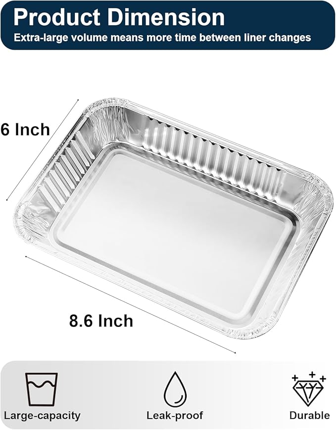 Drip Pans for Weber, Disposable Aluminum Foil Grease Trays for Weber Grills, Universal Replacement Liners for Weber Series, 8.6" x 6" - 20 Pcs