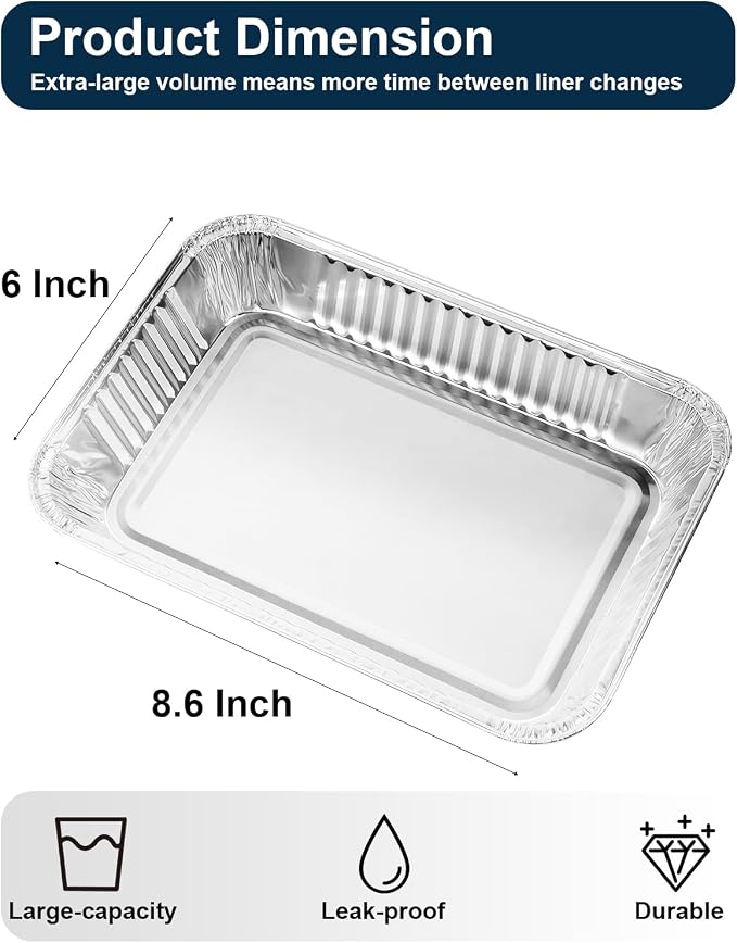 Drip Pans for Weber, Disposable Aluminum Foil Grease Trays for Weber Grills, Universal Replacement Liners for Weber Series, 8.6" x 6" - 30 Pcs