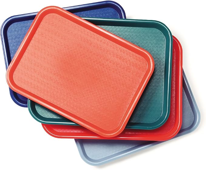 Carlisle FoodService Products Cafe Plastic Fast Food Tray, 14" x 18", Beige (Pack of 2)