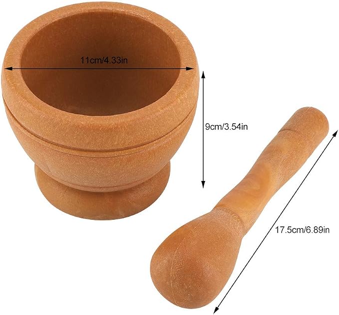 Mortar and Pestle Set, Manual Garlic and Seasoning Grinder with Non Slip Base Grinding Bowl for Crushing Seasonings, Making Paste, Guacamole and More (Wood Color)