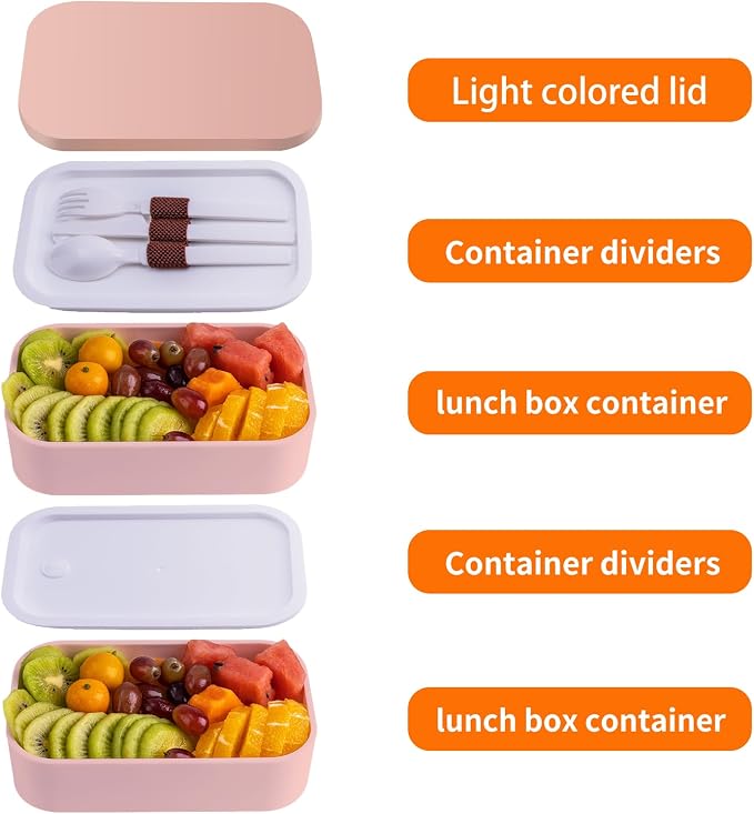 Bento Box Adult Lunch Box with lunch bag,Japanese Lunch Box Containers for Adult,Bento lunch Box with Leakproof 54OZ Pink
