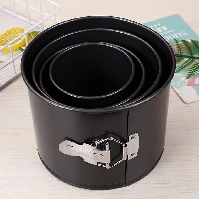 4pcs Cake Moulds Nonstick Springform Pan,with Removable Bottom Tall Round Cheesecake Pan Set Size of 10cm, 12cm, 14.5cm, 17cm