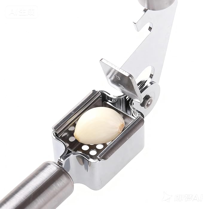 MANJIA Garlic Press and Peel Set Stainless Steel- Rust Proof Garlic Mincer Tool - Easy-Squeeze, Easy-Clean Silicone Garlic Peeler & Brush (Green)