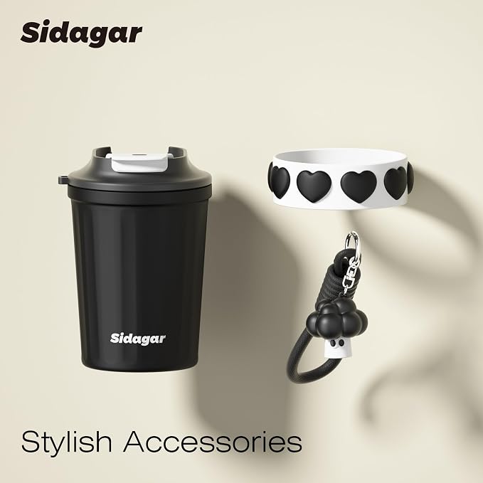 SDGA+ 12 oz Travel Coffee Mug Spill Proof Leak Proof, Stainless Steel Thermal Coffee Cup with Lid, Resuable Cup for Hot and Cold, Portable Tumbler for Women, Black