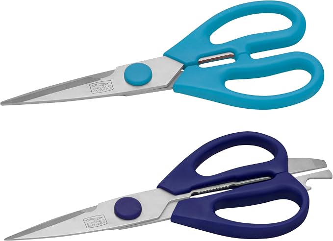 Chicago Cutlery 2-Pack Soft Grip Kitchen Scissors Shears With Bottle Opener, All Purpose Stainless Steel Utility Scissors, For Everyday Kitchen Office Home Arts & Craft | Comfortable Handling | Stainless Steel Blades | Multi-Purpose Cutting | Precision...