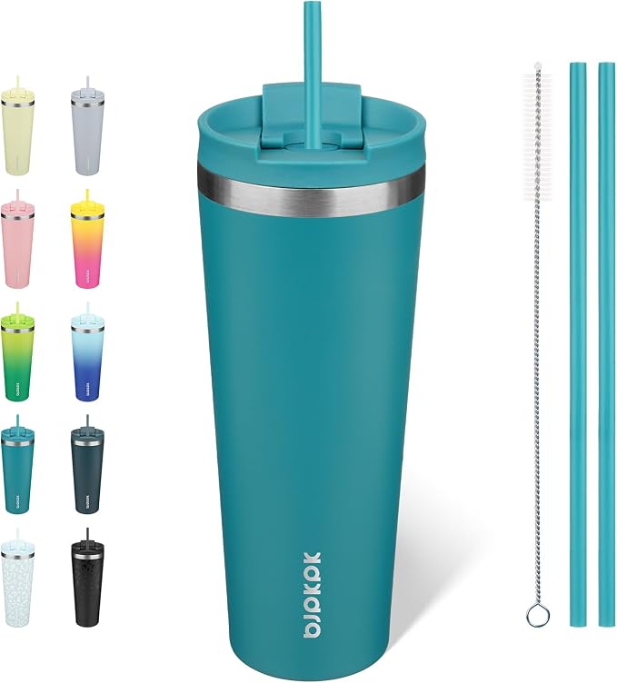BJPKPK 26 oz Coffee Tumbler with Straw, Insulated Stainless Steel Cup | Double Wall Vacuum, Leak Proof Lid, Keeps Hot/Cold/Iced, BPA Free, Dishwasher Safe, Travel & Outdoor, Laguna