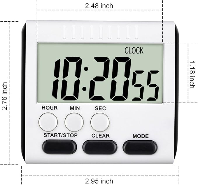 Mudder 3 Pack Digital Kitchen Timer for Cooking, Big Digits, 24 Hour Magnetic Backing Stand Kitchen Timers Clock for Classroom Kids Teachers, Loud Alarm and Big Screen (Black and White)
