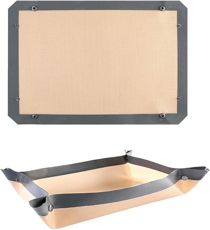 CANDeal 1 PC Silicone Fiber Baking Mat with Buckle, No Leak & Non Stick, Corners Snap Together to Form Leakproof Baking Tray, Oven Liner (12x8.2 inch(30x21cm))