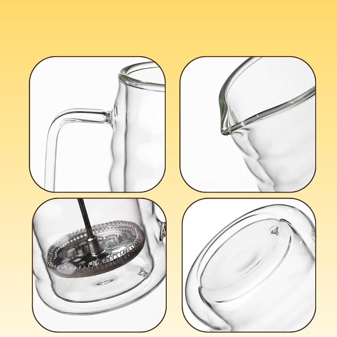 Glass French Press Coffee Maker, Heat Resistant Borosilicate Glass (34oz Wavy)