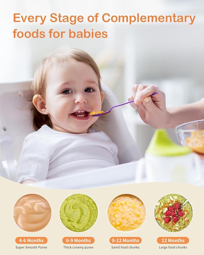 HEYVALUE 20 Oz Glass Baby Food Maker with Silicone Spoons, Spatula, Grey | One-Touch Blending, Baby & Pet Large Food Processor Set, Feeding Every Stage, Effortless Cleaning, Dishwasher Safe, BPA-Free