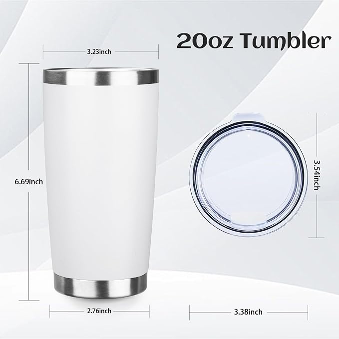 StarSpeed 6 Pack 20oz Stainless Steel Travel Coffee Tumbler,White | Travel Coffee Mug Bulk,Spill-proof Lid,Double Wall,BPA-free Travel Cups,Insulated Cup Fits Car Cupholders