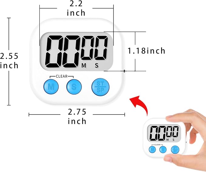 Lasubst Digital Kitchen Timers, Classroom Timers for Kids Teachers, 3WH 3BK | Back to School Supplies Bulk, Classroom Must Haves, Min/Sec Count Up/Down, Magnetic Back, Loud Alarm, Lanyards Included