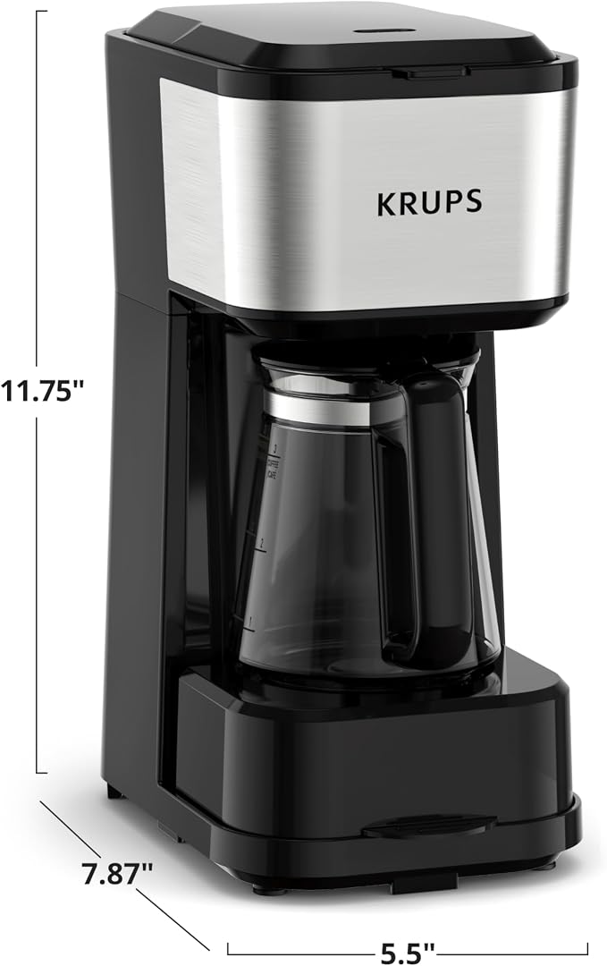KRUPS Simply Brew Coffee Maker - Multi-Serve 4-in-1 with Stainless Steel Travel Tumbler, Black, 14oz
