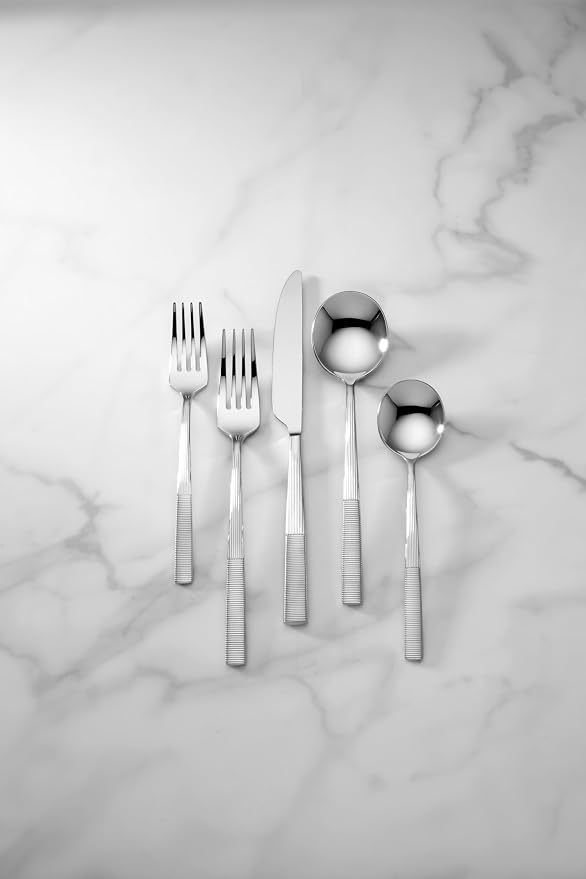 Lenox Modulus 20-Piece 18/10 Silverware Set for 4, Flatware | mirror finish, dishwasher safe | includes knives, forks, and spoons | heavy duty, cutlery set for kitchen and dining