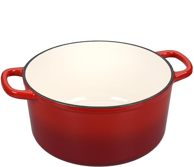 EDGING CASTING Enameled Cast Iron Dutch Oven with Sourdough Bread Baking Kit, Bread Dutch Oven with Lid, Includes Proofing Basket & Baking Tools, 5qt, Red