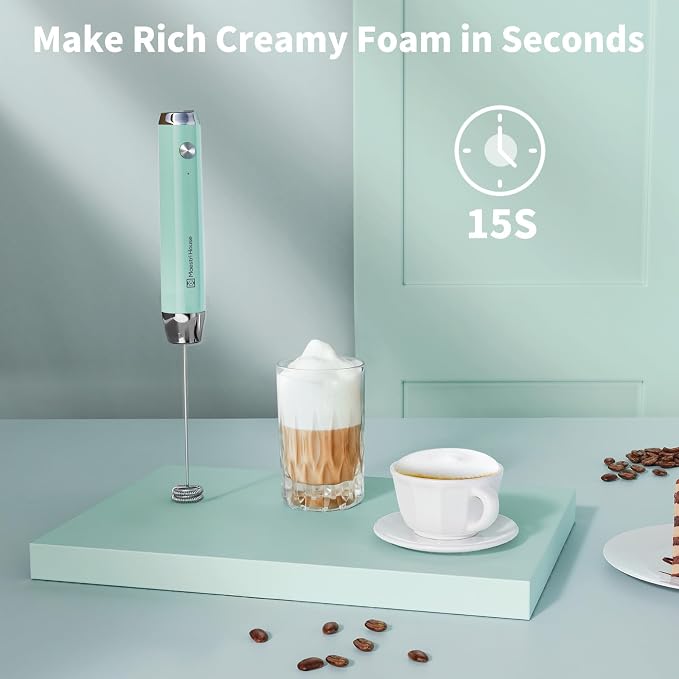 Maestri House LunaFro Lite Rechargeable Milk Frother,Detachable Whisk | 5500RPM&8000RPM 2 Speed Motor, 1200mAh lithium battery, frother Handheld for Lattes, Cappuccino & Powdered Drinks,No Stand