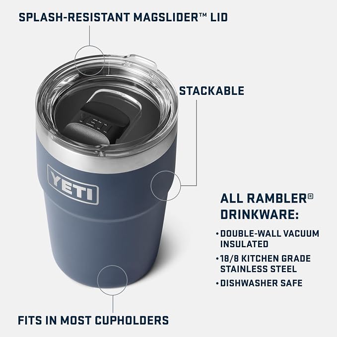 YETI Rambler 16 oz Stackable Tumbler, Vacuum Insulated, Stainless Steel with MagSlider Lid | Stackable