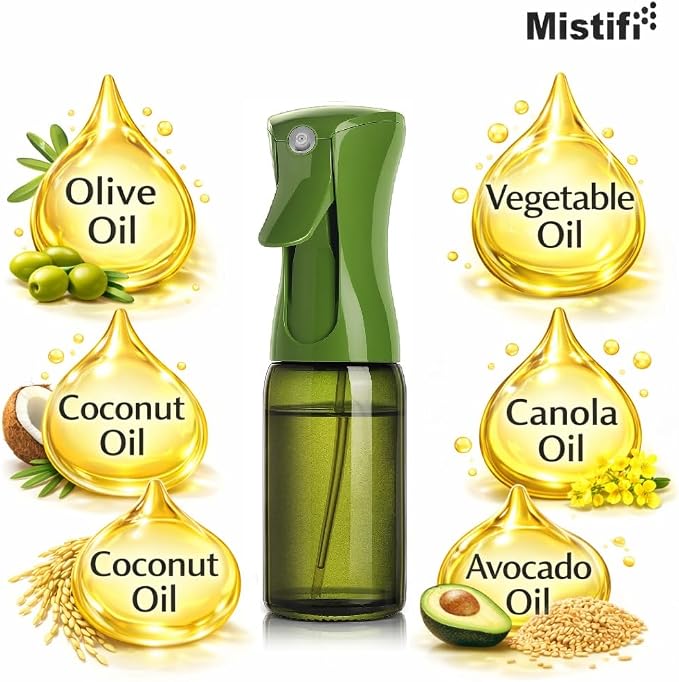 Oil Sprayer for Cooking, 150ml Glass Olive Oil Sprayer, Fine Mist Spray Bottle for Air Fryer, Nonstick Frying, Salad, BBQ, Refillable Kitchen Oil Spray (PS64202)