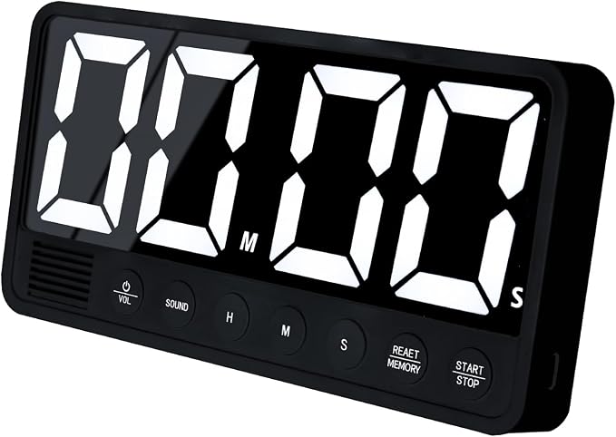 Digital Kitchen Timer - 7.1” Extra Large Display LED Countdown Timer | Rechargeable Magnetic Back, 6 Alarms 4 Levels Volume, 3Memory Presets, Max 99Hrs, On/Off, Automatic Off for Classroom Kitchen