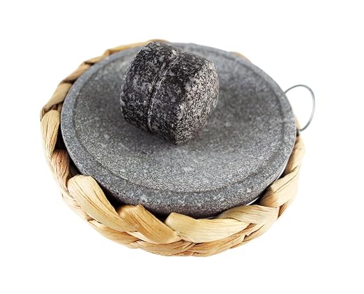 Small Size 6in/15cm Granite Grinder Mortar and Pestle Set Stone Plate Set for Spice and Salt on Camping Primitive Lava Dish