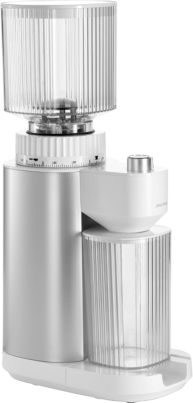 ZWILLING Enfinigy Burr Coffee Grinder Electric, 140 Coffee Grinding Options from Espresso to Drip Coffee, Silver