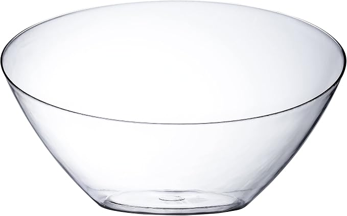 5 Pack White Angled Plastic Serving Bowl Disposable for Party Table 54oz | Angled Bowl Design. Chip, Candy, Salad & Fruit Use. Disposable Party Tableware. Buffet & Wedding Serving. White Plastic.