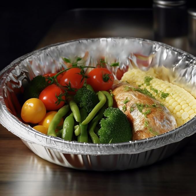 Round Aluminum Pans with Lids (30 Pack) - 9 Inch Disposable Pie Pans - Round Aluminum Foil Pans For Baking, Grilling, Cooking, Storing, Prepping - Pie Tins with Lids