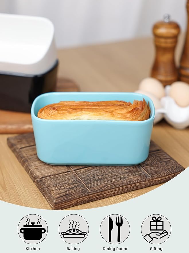 Ceramic Small Loaf Pan, Mini Bread Pan, Oven Safe (Turquoise, Small) | Even Heat Distribution, Smooth Glazed Finish, Easy Release, Easy to Clean, Perfect for Individual Baking, Kitchen Essential