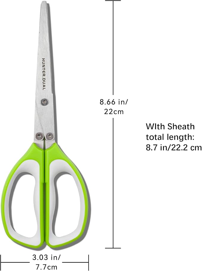 5 Blades Herb Scissors - Professional Kitchen Shears with Safety Cover for Cutting Green Onions, Fresh Herbs, Vegetables & Salad Food Prep, Must-Have Cooking Gadgets (Green, White, 8.7 inch)