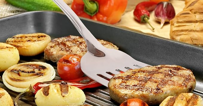 Zulay Kitchen Stainless Steel Slotted Spatula Turner | 14.8” Heat-Resistant Slotted Turner for Cooking, Frying & Grilling - Durable, Rust-Proof & Dishwasher Safe Kitchen Utensil