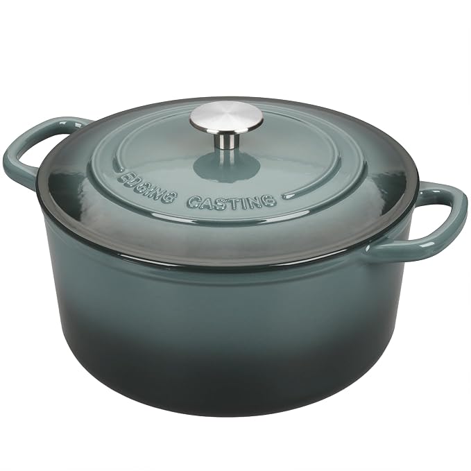 EDGING CASTING Enameled Cast Iron Dutch Oven with Sourdough Bread Baking Kit, Bread Dutch Oven with Lid, Includes Proofing Basket & Baking Tools, 5qt, Slateblue