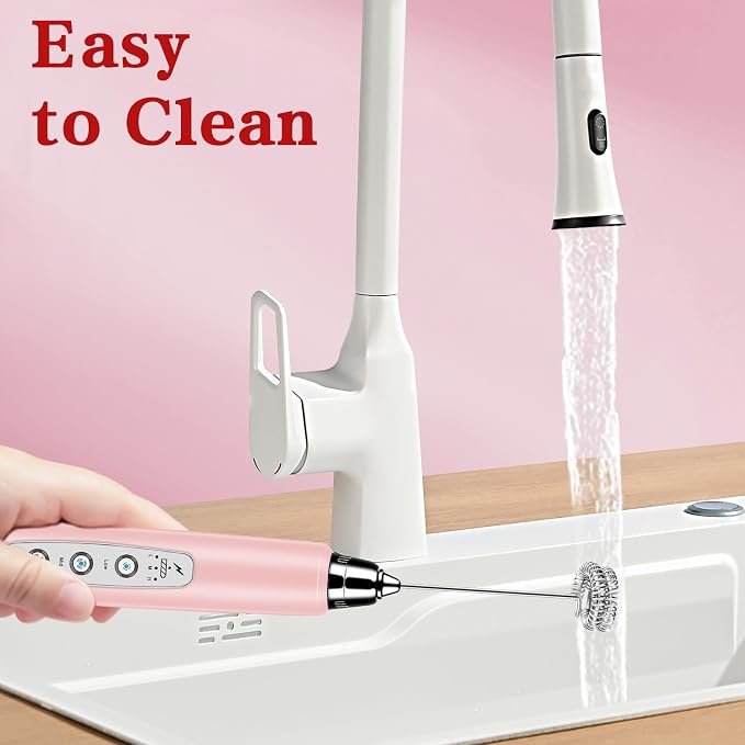 Milk Frother Wand Rechargeable Handheld Whisk Coffee 3 Speed Adjustable | Electric Whisk Drink Mixer with Stainless 3 Whisks Hand Frother , Foam Maker for Latte Cappuccino Matcha Egg Silver