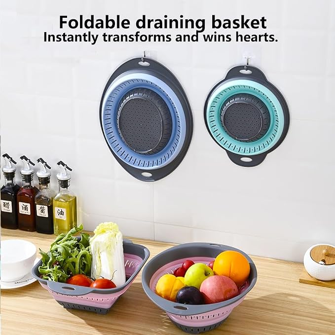 Collapsible Colander and Strainer,Silicone Strainer Colanders & Food Strainers,for Vegetable and Fruit, Kitchen Essentials