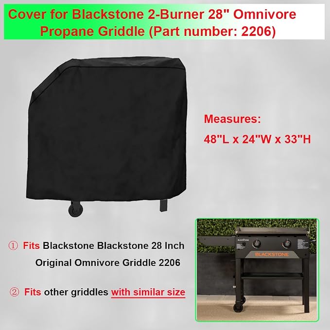 Griddle Cover for Blackstone 28" Original Omnivore Griddle 2206，600D Heavy Duty Waterproof Grill Cover for Blackstone 2 Burner 28 Inch Flat Top Griddle Outdoor
