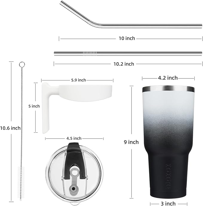 BJPKPK 40 oz Tumbler with Handle & Straw, Insulated Stainless Steel Mug | Double Wall Vacuum, Keeps Hot/Cold, Thermal Cup, BPA Free, Dishwasher Safe, Cupholder Fit, Coffee & Travel, Day & Night
