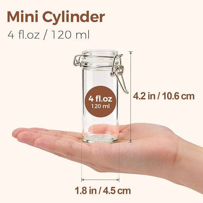 ComSaf Small Glass Spice Jars with Airtight Lids 4 oz 6 Pack with Labels | Seasoning herbs powders, Salt pepper chili, Spice rack cabinet organization, Small size, Funnel included, Party favors