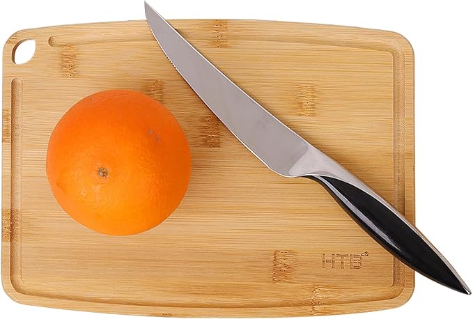 HTB Bamboo Cutting Board for Kitchen Wooden Chopping Board, Mini 1PCS | Lightweight, Solid, Small, Bamboo, Sandwich Boards, Serving Boards, Breakfast, Machine wash