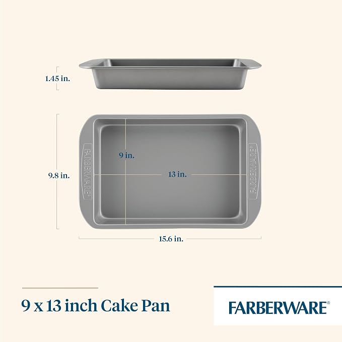 Farberware Nonstick Bakeware Baking Pan/Nonstick Cake Pan,Rectangle - 9 Inch x 13 Inch,Gray,(Pack of 6)