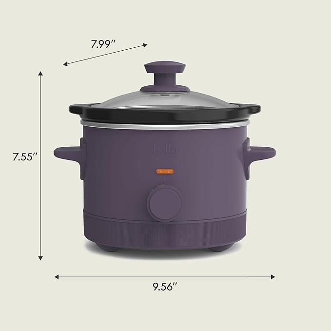 bella 1.5qt Manual Non-Toxic Slow Cooker with 3 Heat Settings, Plum