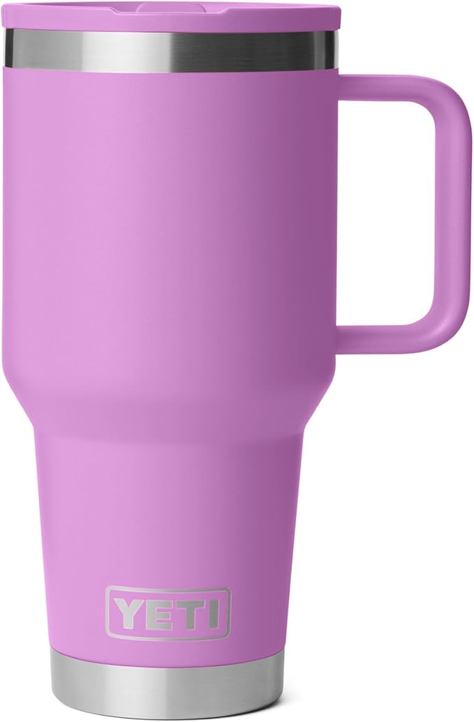 YETI Rambler 30 oz Travel Mug with Flip Straw Lid – Stainless Steel, Vacuum Insulated, Leakproof, Cup Holder Friendly, Desert Bloom