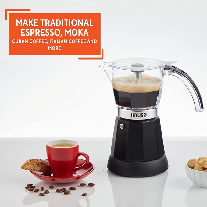 Imusa 6 or 3 Cup Electric Espresso Maker Black Coffee Machine for Cuban Coffee, Moka and Espresso Drinks (Pack of 2)
