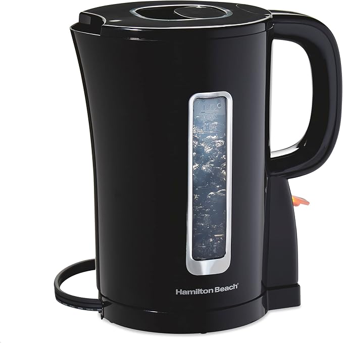 Hamilton Beach 1.7 Liter Electric Tea Kettle, Water Boiler & Heater | Fast Boiling 1500 Watts | BPA Free | Cordless Serving | Auto-Shutoff & Boil-Dry Protection | Black | 41038G