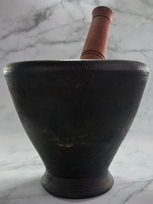 9 Inches Clay Mortar Wooden Pestle Heavy Making Papaya Salad Hand Mixer Masher Grinder Kitchenware