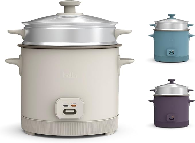 bella 16-Cup Rice Cooker and Steamer, Oatmilk