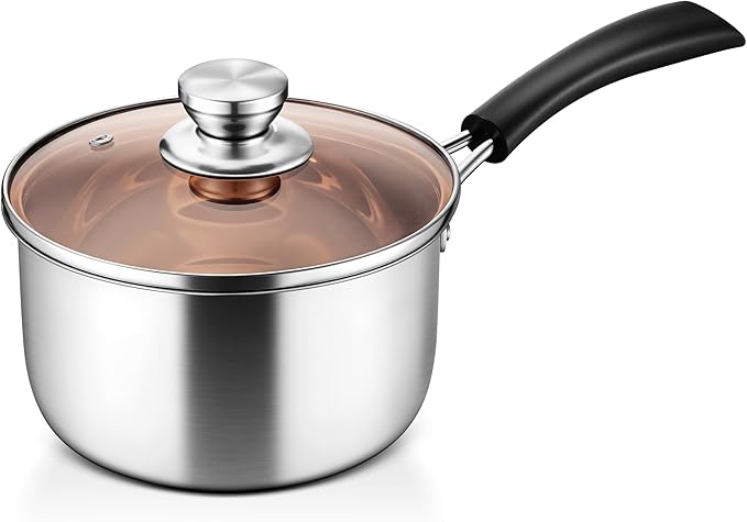 LIANYU 3QT Saucepan with Lid, Stainless Steel Sauce Pan, Induction Ready | Small Sauce Pot, Multipurpose Cooking Pot for Milk, Soup & Butter, Stay-cool Handle, Heavy Duty & Non Toxic, Dishwasher Safe