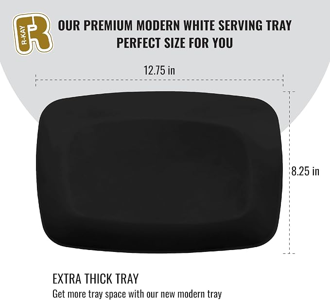 R-kay 6 Pack Plastic Serving Trays - 12.75 x 8.25, Party Platters - Black