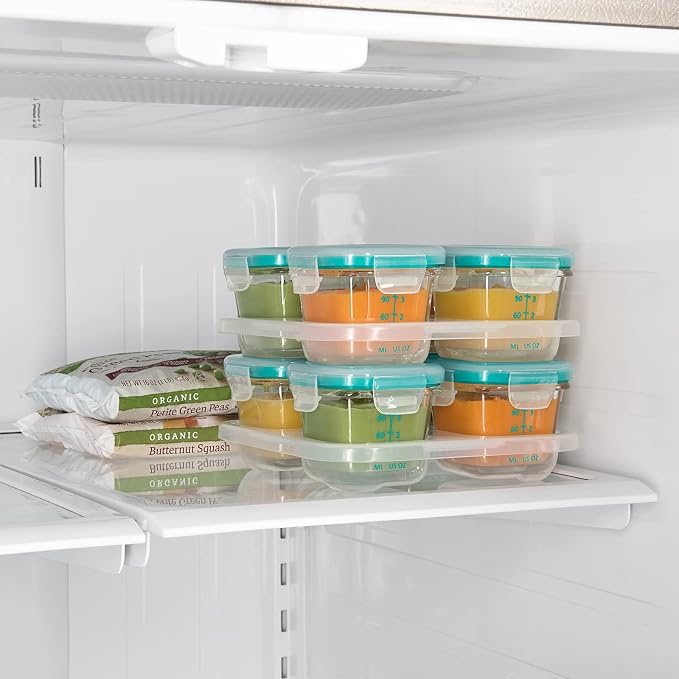 OXO Tot Glass Baby Blocks Food Storage Containers, Teal, 4 oz