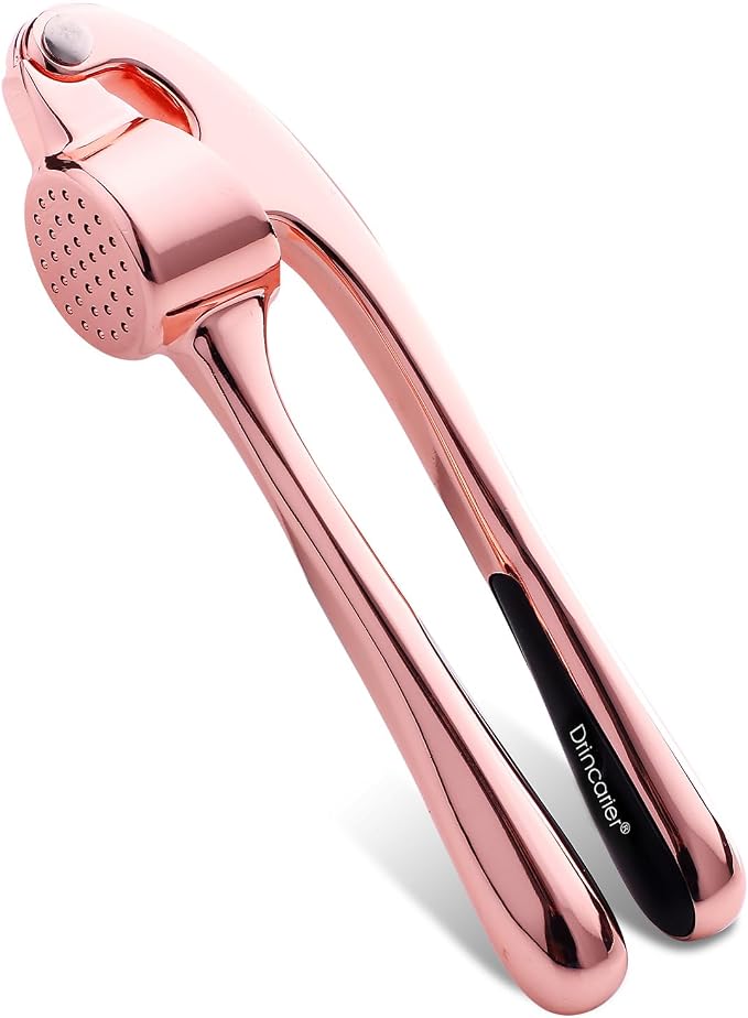 Kitchen Garlic Press, Rust Proof & Dishwasher Safe Garlic Mincer, Durable Garlic Crusher, Easy to Clean and Squeeze, Rose